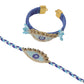 NVR Set of 2 Blue Evil Eye & Kundan Studded Handcrafted Bhaiya Bhabhi Rakhi with Roli Chawal Chandan & Mishri | Swadesiicart