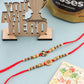 NVR Men Set of 2 Red & Gold Floral Design Artificial Stones & Beads Thread Rakhi Combo | Swadesiicart