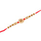 NVR Men Set of 2 Red & Gold Floral Design Artificial Stones & Beads Thread Rakhi With Roli Chawal Chandan & Mishri - Swadesiicart