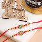 NVR Men Set of 2 Floral Design Red Artificial Stones & Beads Thread Rakhi Combo | Swadesiicart