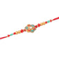 NVR Men Set of 2 Floral Design Red Artificial Stones & Beads Thread Rakhi With Roli Chawal Chandan & Mishri - Swadesiicart