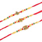 NVR Men Set of 3 Red & Gold Floral Design Artificial Stones and Beads Thread Rakhi Combo | Swadesiicart
