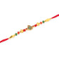 NVR Men Set of 3 Red & Gold Floral Design Artificial Stones and Beads Thread Rakhi With Roli Chawal Chandan & Mishri - Swadesiicart