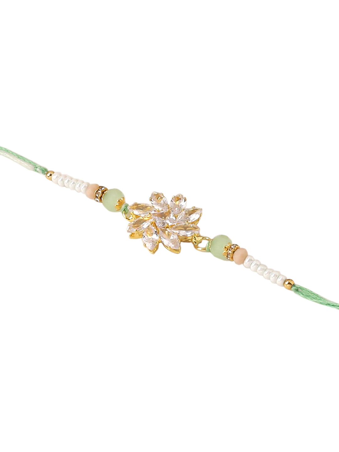 NVR Set of 2 Green Artificial Stones Bhaiya Bhabhi Rakhi Set, Combo for Rakshabandhan | Swadesiicart