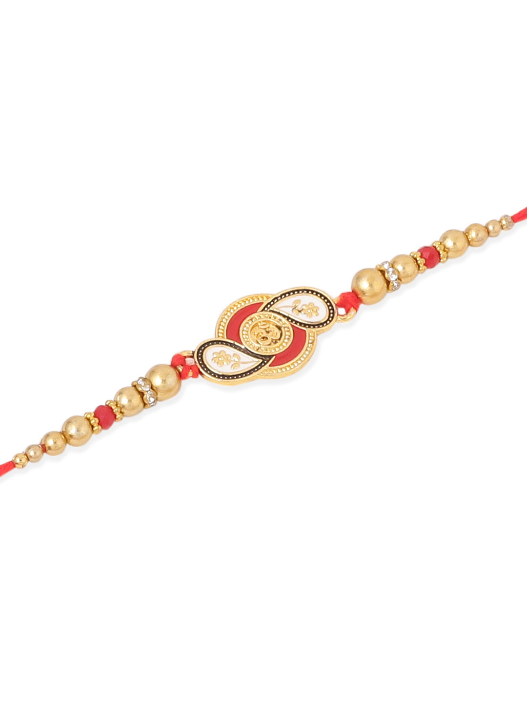 NVR Men Set of 2 Red & Gold Floral Design Artificial Beads Thread Rakhi Combo | Swadesiicart