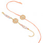 NVR Set of 2 Peach Color Artificial Stones & Pearls Bhaiya Bhabhi Rakhi Combo | Swadesiicart