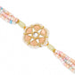 NVR Set of 2 Peach Color Artificial Stones & Pearls Bhaiya Bhabhi Rakhi Combo | Swadesiicart