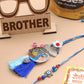 NVR Set of 2 Blue Evil Eye & Peacock Design Artificial Beads Bhaiya Bhabhi Rakhi Combo | Swadesiicart