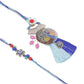 NVR Set of 2 Blue Evil Eye & Peacock Design Artificial Beads Bhaiya Bhabhi Rakhi Combo | Swadesiicart