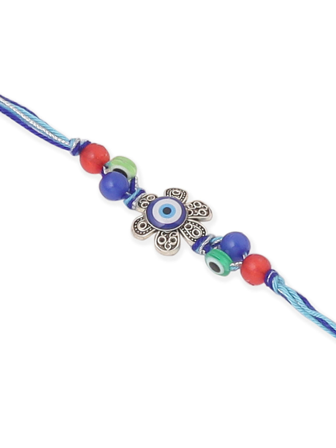 NVR Set of 2 Blue Evil Eye & Peacock Design Artificial Beads Bhaiya Bhabhi Rakhi Combo | Swadesiicart