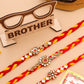NVR Men Set of 3 Red & Yellow Kundan Studded Floral Design Thread Rakhi Combo | Swadesiicart