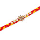 NVR Men Set of 3 Red & Yellow Kundan Studded Floral Design Thread Rakhi Combo | Swadesiicart