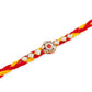 NVR Men Set of 3 Red & Yellow Kundan Studded Floral Design Thread Rakhi Combo | Swadesiicart
