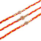 NVR Men Set of 3 Red & Yellow Kundan Studded Floral Design Thread Rakhi Combo | Swadesiicart