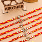 NVR Men Set of 6 Red & Yellow Kundan Studded Floral Design Thread Rakhi Combo | Swadesiicart