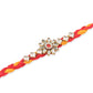 NVR Men Set of 6 Red & Yellow Kundan Studded Floral Design Thread Rakhi Combo | Swadesiicart