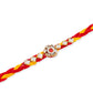 NVR Men Set of 6 Red & Yellow Kundan Studded Floral Design Thread Rakhi Combo | Swadesiicart