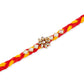 NVR Men Set of 6 Red & Yellow Kundan Studded Floral Design Thread Rakhi Combo | Swadesiicart