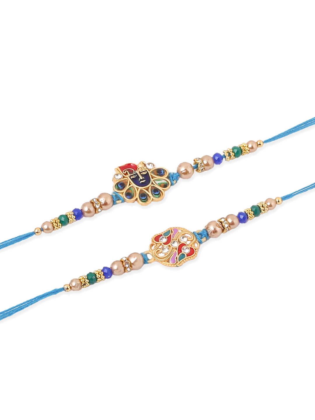 NVR Men Set of 2 Blue Artificial Stones & Beads Thread Rakhi, Combo for Rakshabandhan | Swadesiicart