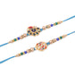 NVR Men Set of 2 Blue Artificial Stones & Beads Thread Rakhi with Roli Chawal Chandan & Mishri - Swadesiicart