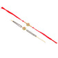 NVR Set of 2 Gold Toned Kundan Studded Floral Shape Bhaiya Bhabhi Rakhi with Roli Chawal Chandan & Mishri - Swadesiicart