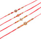 NVR Men Set of 4 Red Artificial Stones & Beads Floral Shape Thread Rakhi Combo | Swadesiicart