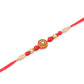 NVR Men Set of 4 Red Artificial Stones & Beads Floral Shape Thread Rakhi Combo | Swadesiicart