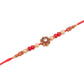 NVR Men Set of 4 Red Artificial Stones & Beads Floral Shape Thread Rakhi with Roli Chawal Chandan & Mishri - Swadesiicart