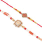 NVR Set of 2 Gold Toned Artificial Stones & Beads Om Design Bhaiya Bhabhi Rakhi Combo | Swadesiicart