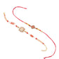 NVR Set of 2 Gold Toned Artificial Stones & Beads Om Design Bhaiya Bhabhi Rakhi Combo | Swadesiicart
