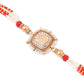 NVR Set of 2 Gold Toned Artificial Stones & Beads Om Design Bhaiya Bhabhi Rakhi Combo | Swadesiicart