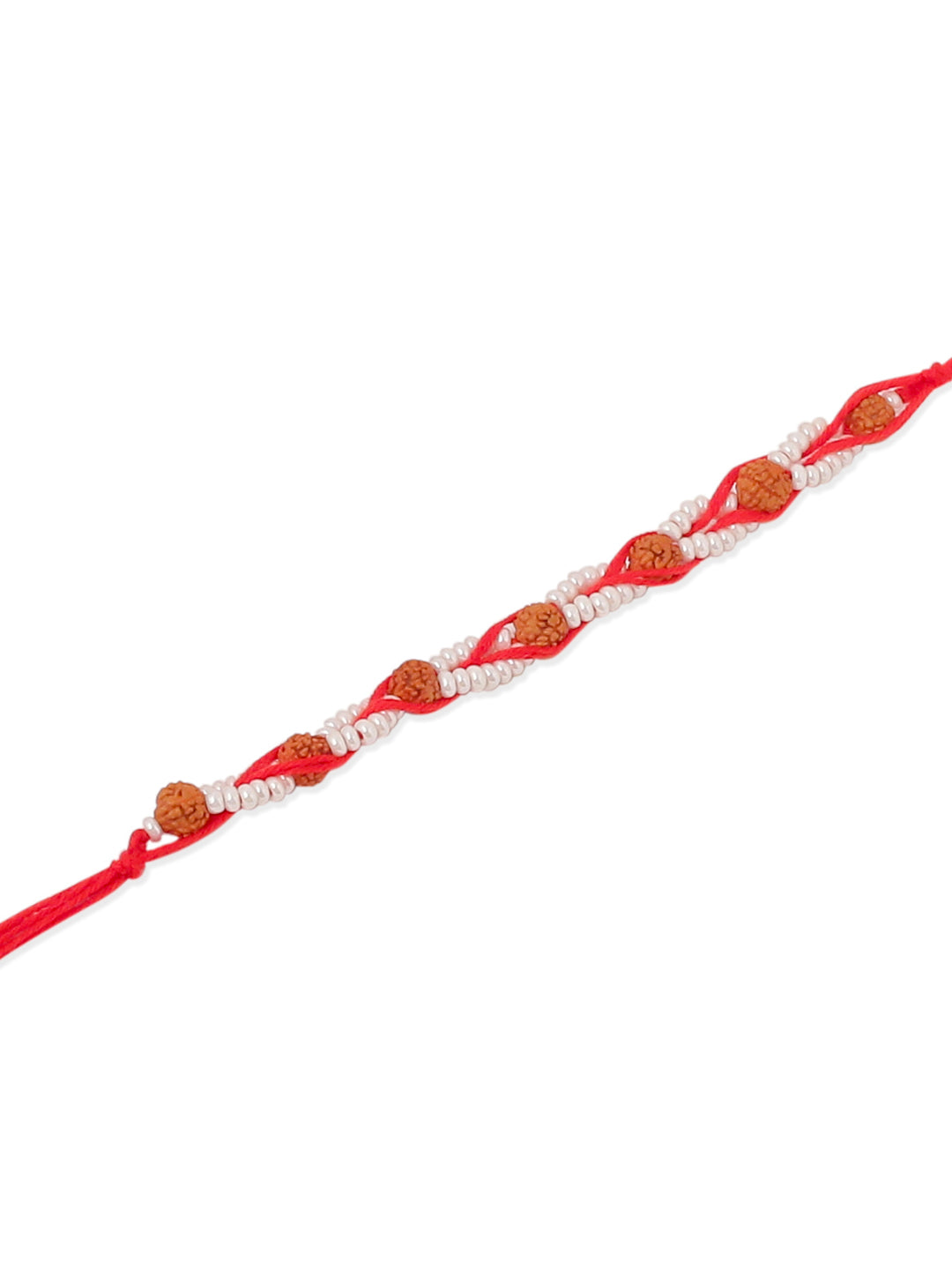 NVR Men Set of 2 Red Artificial Stones & Rudraksh Thread Rakhi, Combo for Rakshabandhan | Swadesiicart