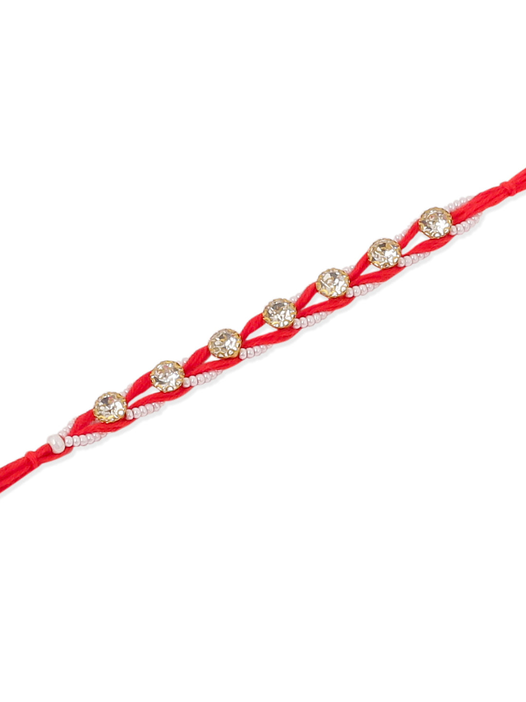 NVR Men Set of 2 Red Artificial Stones & Rudraksh Thread Rakhi, Combo for Rakshabandhan | Swadesiicart