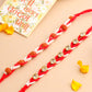 NVR Men Set of 2 Red Artificial Stones & Rudraksh Thread Rakhi with Roli Chawal Chandan & Mishri - Swadesiicart