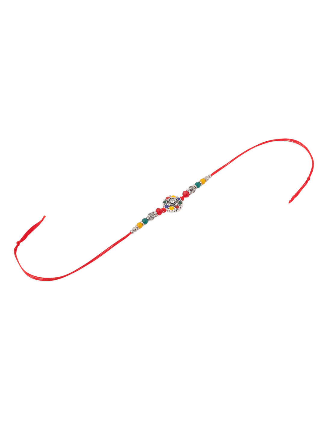 NVR Men Multicolor Artificial Stones & Beads Floral Design Thread Rakhi Combo | Swadesiicart