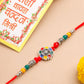 NVR Men Multicolor Artificial Stones & Beads Floral Design Thread Rakhi with Roli Chawal Chandan & Mishri - Swadesiicart