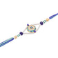 NVR Men Blue Artificial Stones & Beads Floral Design Thread Rakhi Combo | Swadesiicart