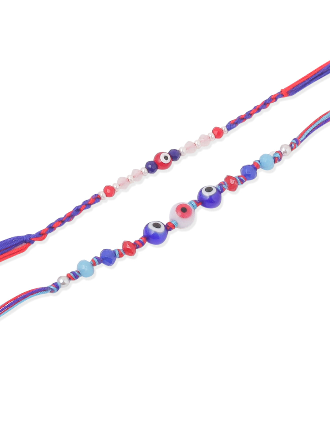 NVR Men Multicolor Evil Eye Artificial Beads Thread Rakhi with Roli Chawal Chandan & Mishri - Swadesiicart