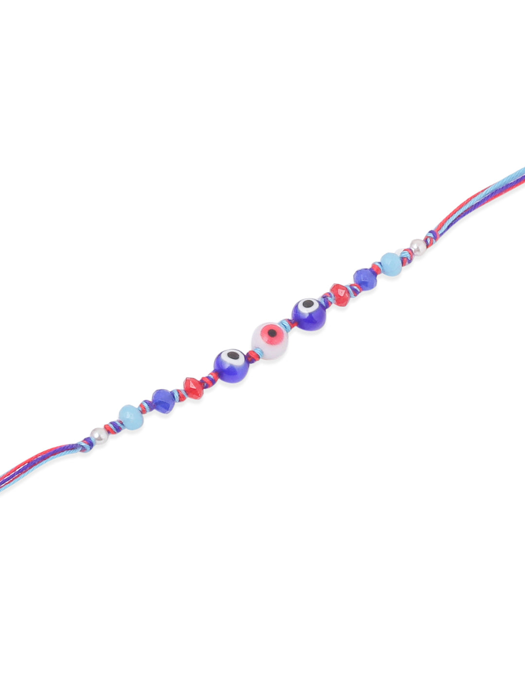 NVR Men Multicolor Evil Eye Artificial Beads Thread Rakhi with Roli Chawal Chandan & Mishri - Swadesiicart