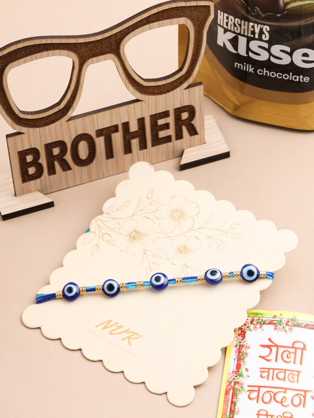 NVR Men's Blue Evil Eye Thread Rakhi, Combo for Rakshabandhan | Swadesiicart