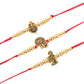 NVR Men Set of 3 Gold Toned Designer Ganesh Ji Thread Rakhi, Combo for Rakshabandhan | Swadesiicart