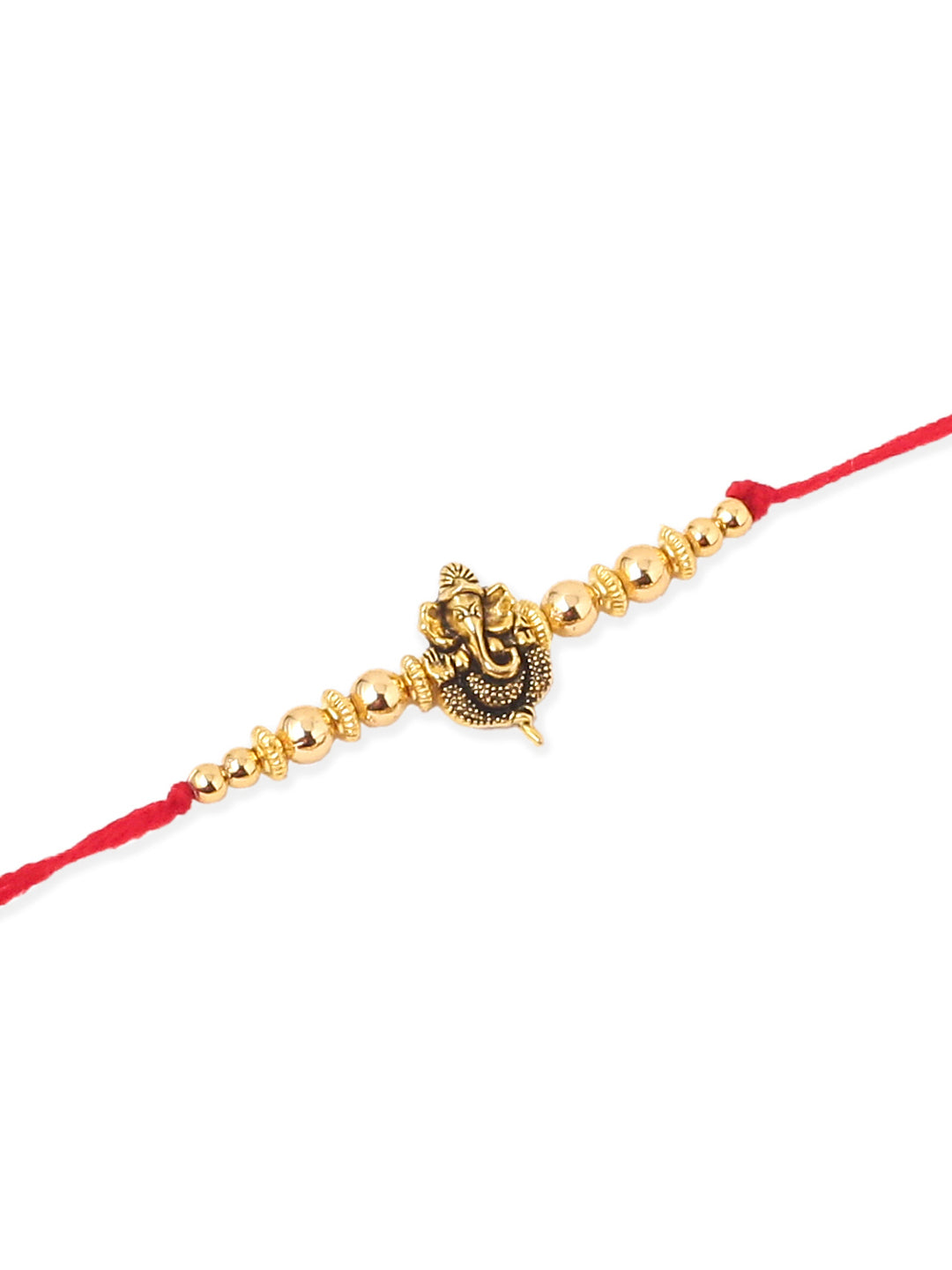 NVR Men Set of 3 Gold Toned Designer Ganesh Ji Thread Rakhi, Combo for Rakshabandhan | Swadesiicart