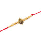 NVR Men Set of 3 Gold Toned Designer Ganesh Ji Thread Rakhi with Roli Chawal Chandan & Mishri - Swadesiicart