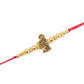 NVR Men Set of 3 Gold Toned Designer Ganesh Ji Thread Rakhi with Roli Chawal Chandan & Mishri - Swadesiicart
