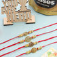 NVR Men Set of 4 Gold Toned Artificial Stones Swastik Design Thread Rakhi Combo - Swadesiicart
