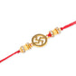 NVR Men Set of 4 Gold Toned Artificial Stones Swastik Design Thread Rakhi with Roli Chawal Chandan & Mishri - Swadesiicart