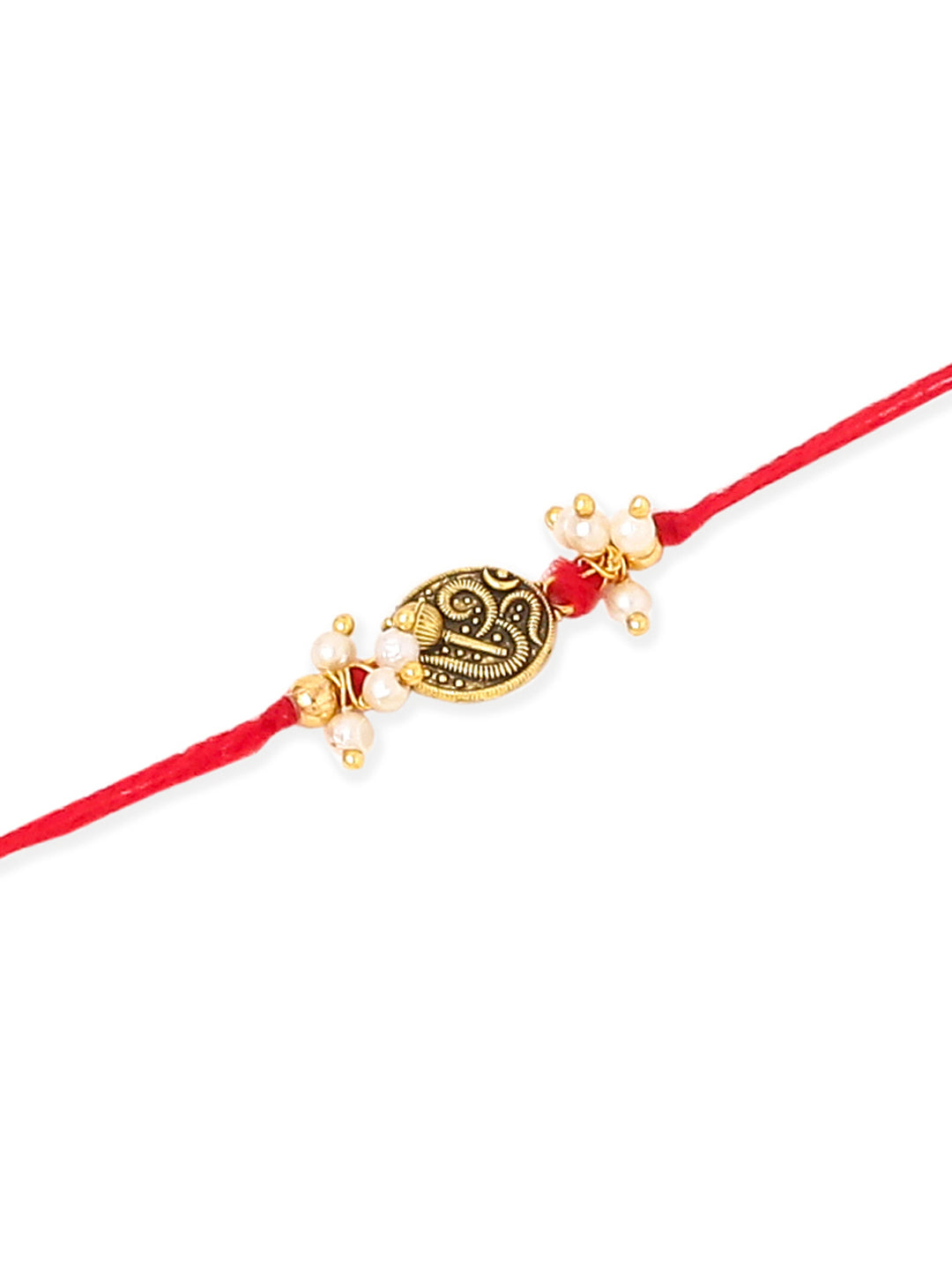 NVR Men Set of 2 Gold Toned Pearls Swastik Desgin Thread Rakhi, Combo for Rakshabandhan | Swadesiicart