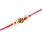 NVR Men Set of 2 Gold Toned Pearls Swastik Desgin Thread Rakhi with Roli Chawal Chandan & Mishri | Swadesiicart