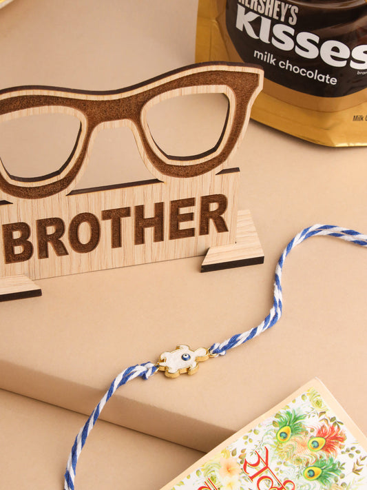 NVR Blue Evil Eye Men's Thread Rakhi, Combo for Rakshabandhan | Swadesiicart