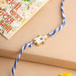 NVR Men Blue Evil Eye Thread Rakhi with Roli Chawal Chandan & Mishri | Swadesiicart